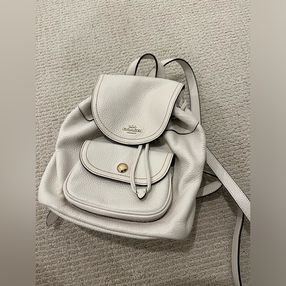 Coach White Leather Backpack